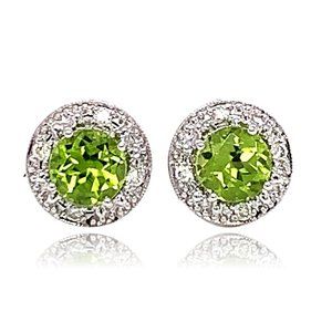 10 karat Peridot and Diamond stud earrings
